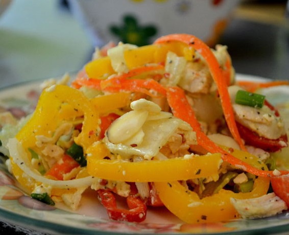 Chicken Salad with Feta Cheese and Vegetables