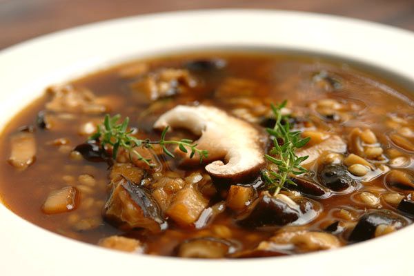 Spring soup with mushrooms