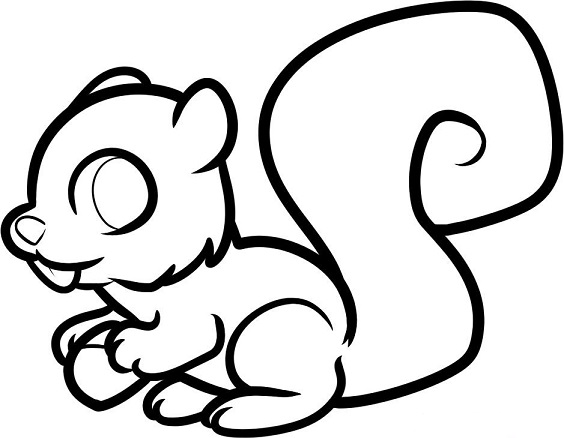 How to just draw a squirrel with a walnut in stages