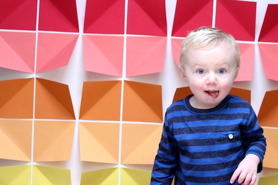 Wall of colored paper