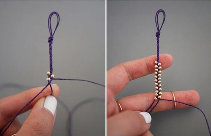 How to make a bracelet of threads and beads