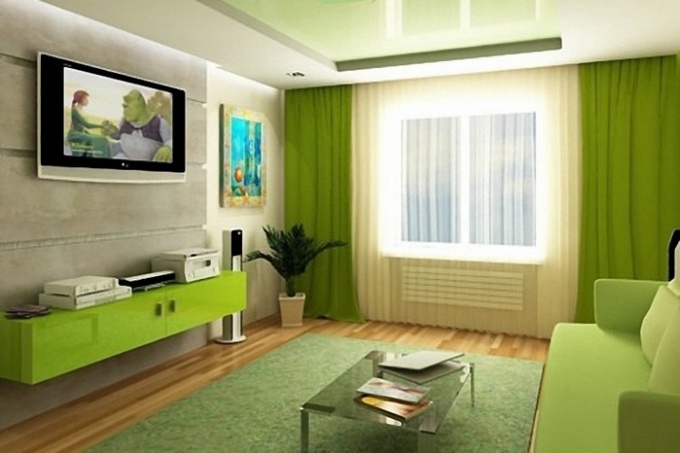 Interior in green color