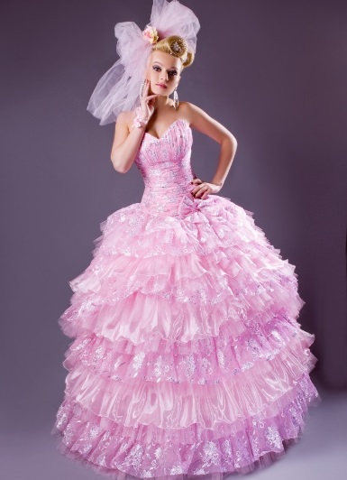 Wedding dress in pink color