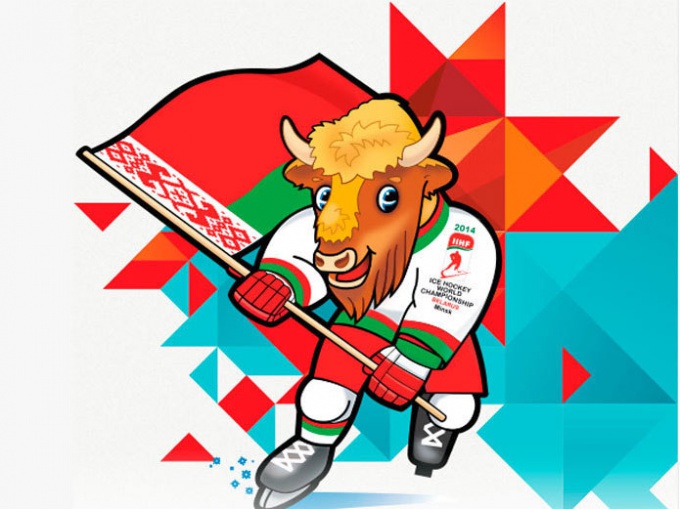 Official mascot of the World Hockey Championship 2014 - Bison Volat